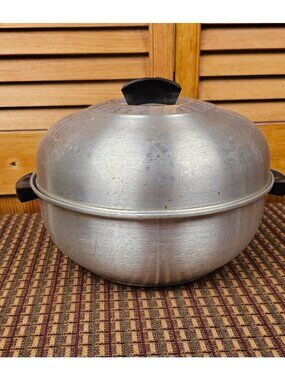 Vintage Aluminum 3-Piece Dutch Oven Steamer Set With Lid & Handles – 9" Diameter